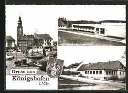 AK Königshofen I /Gr., Waldgasthaus Sambachshof, Volkshochschulheim Sambach, Marktplatz  - Bad Königshofen