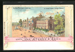Lithographie Paris, Exposition Universelle De 1900, Le Grand Palais, Champs Élysées  - Expositions