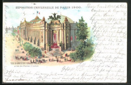 Lithographie Paris, Exposition Universelle De 1900, Vue D`angle Du Grand Palais, Prise Des Champs-Élysées  - Tentoonstellingen