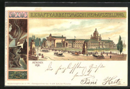 Lithographie München, II. Kraft- Und Arbeitsmaschinen-Ausstellung 1898, Brücke Zur Halle  - Tentoonstellingen