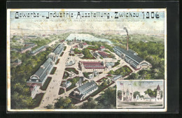 Künstler-AK Zwickau, Gewerbe- & Industrie-Ausstellung 1906, Hallenübersicht, Haupteingang  - Tentoonstellingen