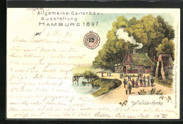 Lithographie Hamburg, Allg. Gartenbau Ausstellung 1897, Gasthaus Zur Waldschenke  - Ausstellungen
