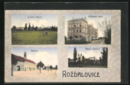 AK Rozdalovice, Celkovy Pohled, Msetanska Skola, Radnice  - Czech Republic