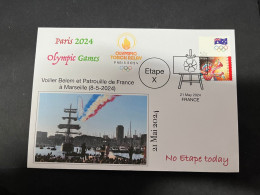 22-5-2024 (5 Z 47) Paris Olympic Games 2024 - Torch Relay (Voilier Belem & Patrouille) (21-5-2024) With OLYMPIC Stamp - Estate 2024 : Parigi