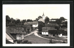 AK Neubürgles /Novy Hradek, Ortsansicht, Kirche  - Tschechische Republik