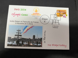 22-5-2024 (5 Z 47) Paris Olympic Games 2024 - Torch Relay (Voilier Belem & Patrouille) (21-5-2024) With Crocodile Stamp - Zomer 2024: Parijs