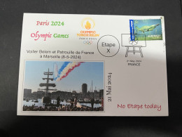 22-5-2024 (5 Z 47) Paris Olympic Games 2024 - Torch Relay (Voilier Belem & Patrouille) (21-5-2024) With Platypus Stamp - Sommer 2024: Paris