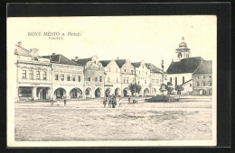 AK Nové Mesto N. Metují, Grosser Marktplatz Mit Denkmal  - República Checa