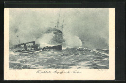 Künstler-AK Willy Stoewer: Torpedoboots-Angriff In Der Nordsee, Kriegsschiff  - Guerre