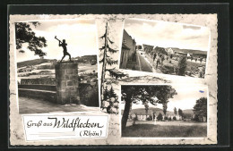 AK Wildflecken /Rhön, Ortsansicht, Holzfäller-Statue  - Other & Unclassified