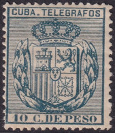 Cuba 1896 Telégrafo Ed 82  Telegraph MLH* Very Streaky Gum - Cuba (1874-1898)