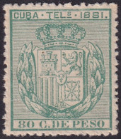 Cuba 1881 Telégrafo Ed 54  Telegraph MNH** Light Creases - Cuba (1874-1898)