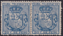 Cuba 1894 Telégrafo Ed 79  Telegraph Pair MLH* Very Streaky Gum - Cuba (1874-1898)