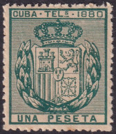 Cuba 1880 Telégrafo Ed 49  Telegraph MLH* Large Light Crease - Kuba (1874-1898)