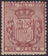 Cuba 1879 Telégrafo Ed 46  Telegraph MH* Toned/disturbed Gum - Cuba (1874-1898)