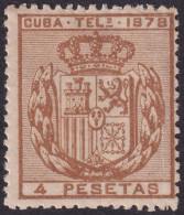 Cuba 1878 Telégrafo Ed 45  Telegraph MH* Large Light Crease - Kuba (1874-1898)