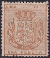 Cuba 1877 Telégrafo Ed 39  Telegraph MNG(*) Tiny Thin - Cuba (1874-1898)