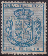 Cuba 1877 Telégrafo Ed 38  Telegraph MLH* Light Staining - Kuba (1874-1898)