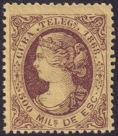 Cuba 1868 Telégrafo Ed 2  Telegraph MH* Cracked Gum - Cuba (1874-1898)