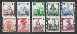 GERMANIA REICH  1935  SOCCORSO INVERNALE COSTUMI REGIONALI  UNIF. 547-556 MLH XF++++++++++++ - Unused Stamps