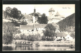 AK Karluv Týn, Häuser Am See, Kirche  - Tchéquie