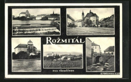 AK Rozmitál, Schloss Am See, Bach, Kirchplatz  - República Checa