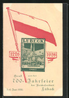 AK Lübeck, 700-Jahrfeier 1926, Markt Auf Briefmarke, Fahne  - Luebeck