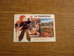 Carte Brodée "Le Ramoneur - Porte Bonheur...." - Ramoneur Tenue Brodée - 10,5x15cm Env. - Bestickt