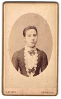 Fotografie H. F. Plate, Hamburg, Gr. Bleichen 46, Junge Dame Mit Zurückgebundenem Haar  - Anonyme Personen