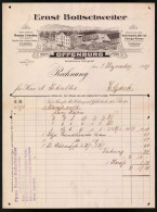 Rechnung Offenburg 1907, Porzellan-Glas- U. Steingutwaaren Fabrik Ernst Bollschweiler, Fabrikansicht  - Altri & Non Classificati