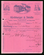Rechnung München 1916, Spiritus, Liqueur, Punsch-Essenzen Und Essig-Farbik Kirchberger & Steidle, Werksansicht  - Andere & Zonder Classificatie