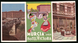 Vertreterkarte Murcia, Hotel Victoria, Anfahrtkarte, Innenansichten Und Blick Auf Das Hotel  - Ohne Zuordnung