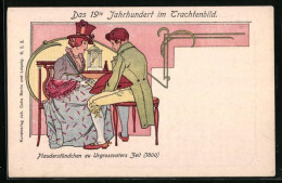 Vertreterkarte Leipzig, Firma Johannes Cotta Nachfolger, Mann Und Frau Un Traacht Um 1800  - Unclassified