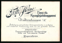 Vertreterkarte Waltershausen I. Th., Bau & Kunstschlosserei Fritz Heine, Rückseite Mit Besipielen  - Ohne Zuordnung