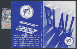 Vertreterkarte Solingen, BLAU Rasierklingen (mit Original Klinge) Friedrich Herkenrath  - Unclassified