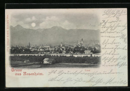 Mondschein-AK Rosenheim, Totalansicht Der Stadt  - Rosenheim