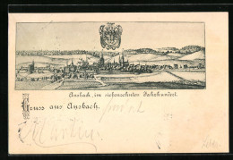 Künstler-AK Ansbach, Totale Aus Dem 17. Jahrhundert, Wappen  - Ansbach