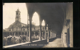 Cartolina Certosa Di Firenze, Lavoro Nel Gran Chiostro  - Firenze (Florence)