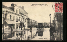 CPA Creil, Inondation 1910, Avenue De La Gare Et Place Carnot  - Creil