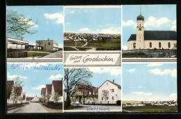 AK Grosskuchen, Kirche, Strassenpartie, Panorama  - Other & Unclassified