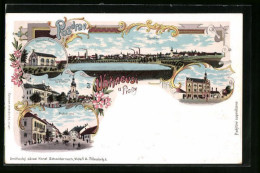 Lithographie Prag / Praha-Uhrineves, Telocvicna Sokola, Prazska Ulice, Obecna Skola  - Tchéquie