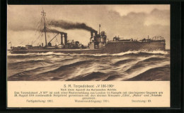 AK S. M. Torpedoboot V 186-190 In Voller Fahrt  - Krieg
