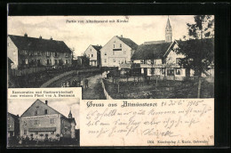 CPA Altmünsterol, Restaurant Zum Weissen Cheval, Vue De La Rue Avec Kirchblick  - Andere & Zonder Classificatie