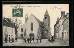 CPA Marchenoir, La Place, La Mairie, L`Eglise  - Marchenoir