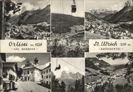 72195431 St Ulrich Groeden Tirol Panorama Groednertal Strassenpartie Seilbahn Se - Sonstige & Ohne Zuordnung