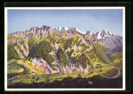 Künstler-AK Bern, Landesausstellung 1939, Modell-Anlage Der Loetschbergbahn Im Belvoirpark  - Ausstellungen