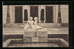 AK München, Ausstellung 1908, Brunnenfigur Quellnymphe  - Exhibitions