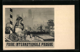 AK Prague, Foire Internationale, Frau In Tracht Mit Glas  - Expositions