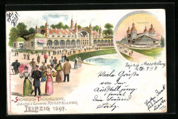 Lithographie Leipzig, Sächsisch-Thüringische Industrie & Gewerbe-Ausstellung 1897, Hauptrestaurant, Wiener Café  - Ausstellungen