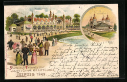 Lithographie Leipzig, Sächsisch-Thüringische Industrie & Gewerbe-Ausstellung 1897, Hauptrestaurant, Wiener Café  - Ausstellungen